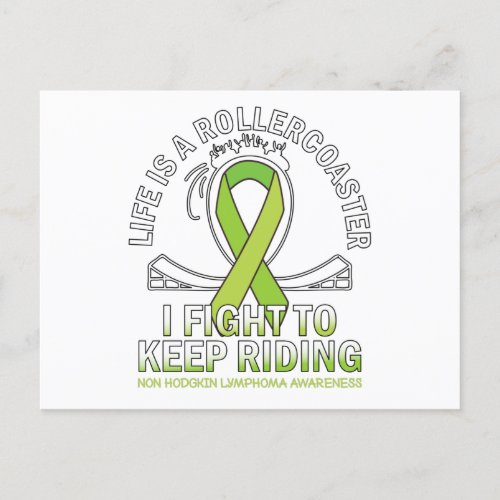 Non hodgkin lymphoma cancer awareness lime ribbon postcard