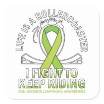 Non hodgkin lymphoma cancer awareness lime ribbon square sticker