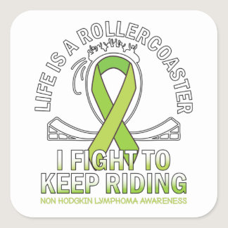 Non hodgkin lymphoma cancer awareness lime ribbon square sticker