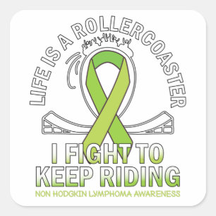 Non hodgkin lymphoma cancer awareness lime ribbon square sticker