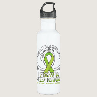Non hodgkin lymphoma cancer awareness lime ribbon stainless steel water bottle
