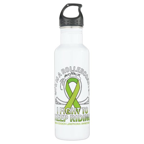 Non hodgkin lymphoma cancer awareness lime ribbon stainless steel water bottle