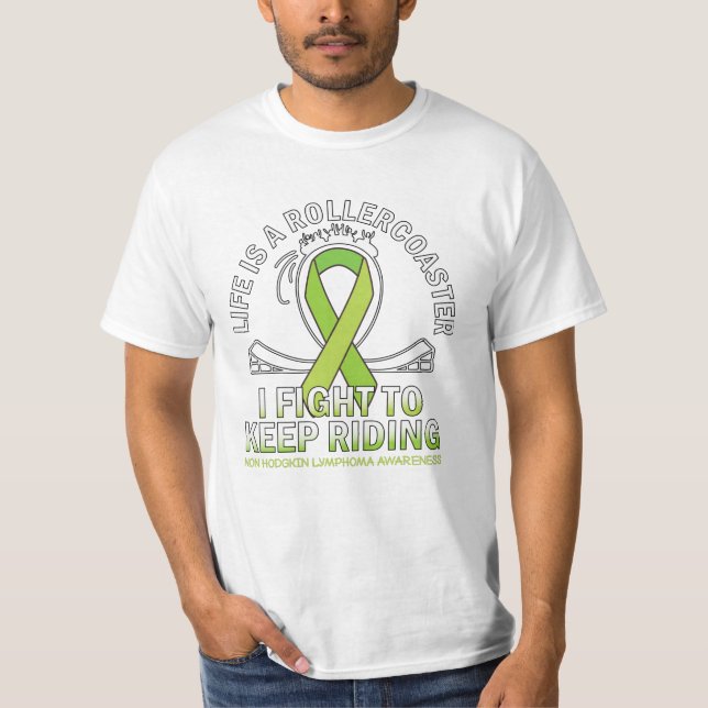 Non hodgkin lymphoma cancer awareness lime ribbon T-Shirt (Front)
