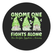 Non Hodgkin Lymphoma Cancer Lime Ribbon Gnome Classic Round Sticker