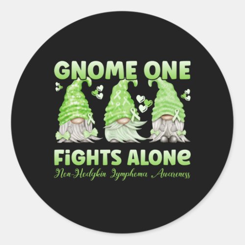 Non Hodgkin Lymphoma Cancer Lime Ribbon Gnome Classic Round Sticker