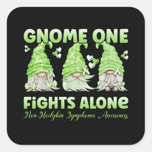 Non Hodgkin Lymphoma Cancer Lime Ribbon Gnome Square Sticker