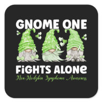 Non Hodgkin Lymphoma Cancer Lime Ribbon Gnome Square Sticker