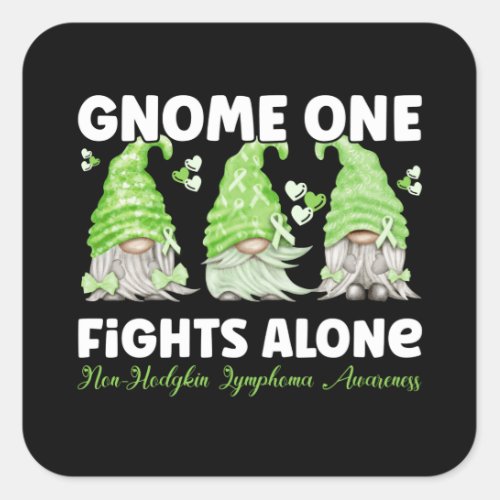 Non Hodgkin Lymphoma Cancer Lime Ribbon Gnome Square Sticker