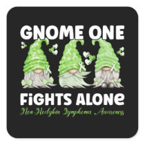 Non Hodgkin Lymphoma Cancer Lime Ribbon Gnome Square Sticker