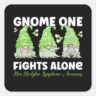 Non Hodgkin Lymphoma Cancer Lime Ribbon Gnome Square Sticker