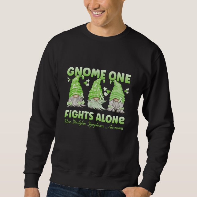 Non Hodgkin Lymphoma Cancer Lime Ribbon Gnome Sweatshirt (Front)