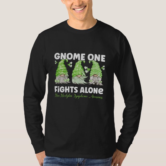 Non Hodgkin Lymphoma Cancer Lime Ribbon Gnome T-Shirt (Front)