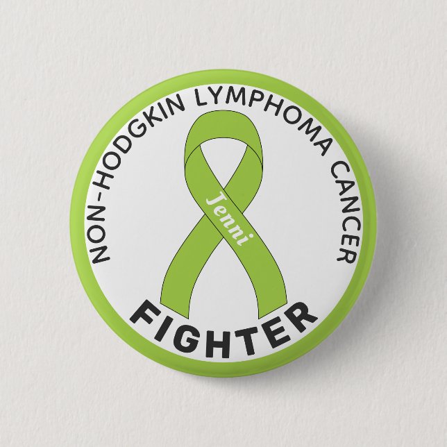 Non-Hodgkin Lymphoma Fighter Ribbon White Button (Front)