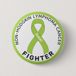 Non-Hodgkin Lymphoma Fighter Ribbon White Button