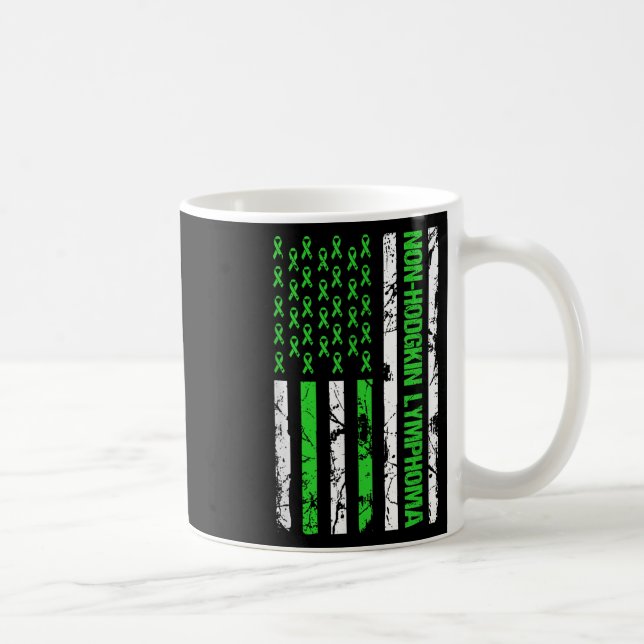 Non Hodgkin Lymphoma Flag Lime Green Ribbon Coffee Mug (Right)