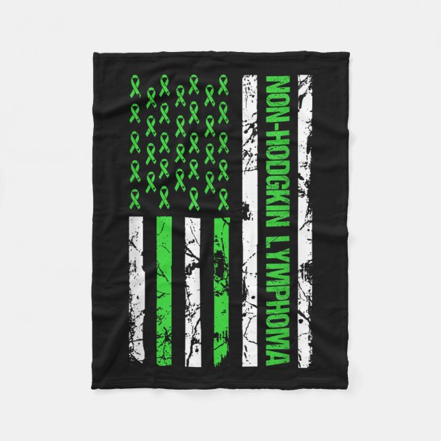 Non Hodgkin Lymphoma Flag Lime Green Ribbon Fleece Blanket (Front)