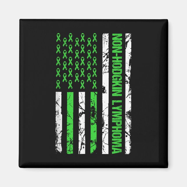 Non Hodgkin Lymphoma Flag Lime Green Ribbon Magnet (Front)