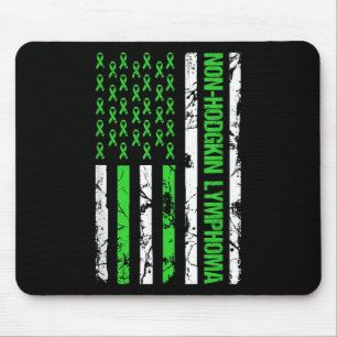Non Hodgkin Lymphoma Flag Lime Green Ribbon Mouse Pad