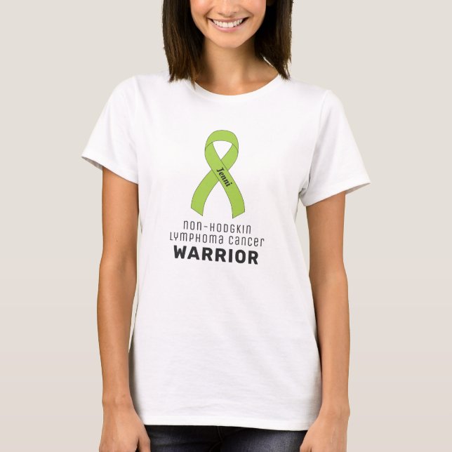 Non-Hodgkin Lyphoma Cancer Ribbon White T-Shirt (Front)