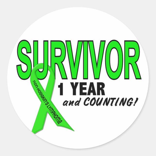 Non-Hodgkins Lymphoma 1 Year Survivor Classic Round Sticker (Front)