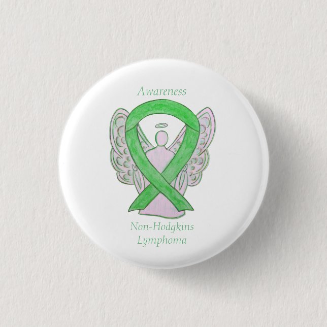 Non-Hodgkins Lymphoma Angel Lime Green Ribbon Pins (Front)
