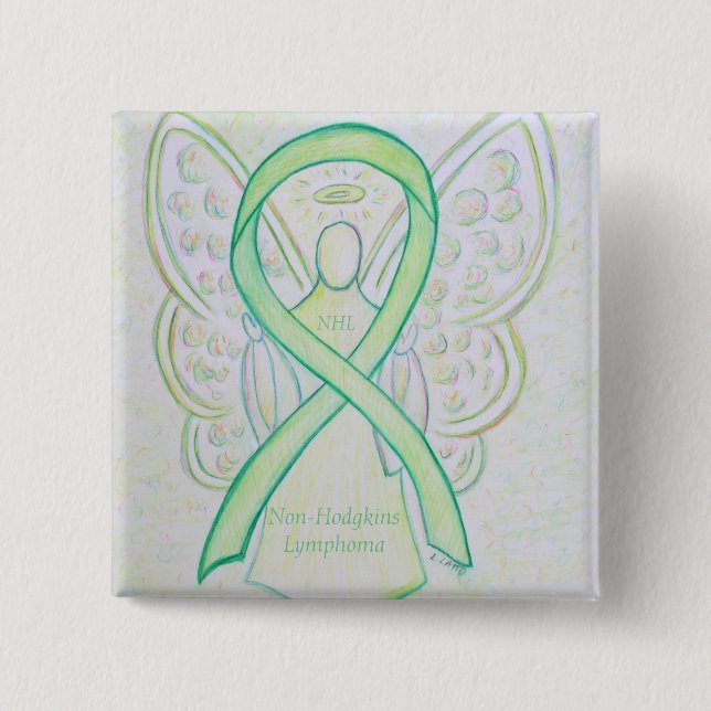 Non-Hodgkins Lymphoma Angel Lime Green Ribbon Pins (Front)