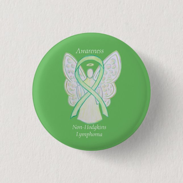 Non-Hodgkins Lymphoma Angel Lime Green Ribbon Pins (Front)