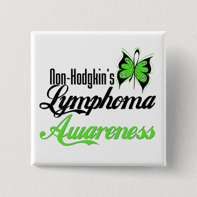 Non Hodgkins Lymphoma Awareness Butterfly Pinback Button (Front)