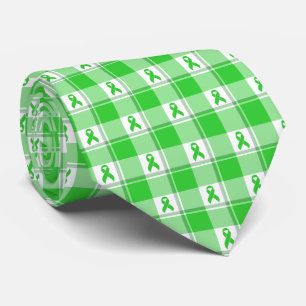 Non-Hodgkin's Lymphoma Awareness Plaid Green Neck Tie