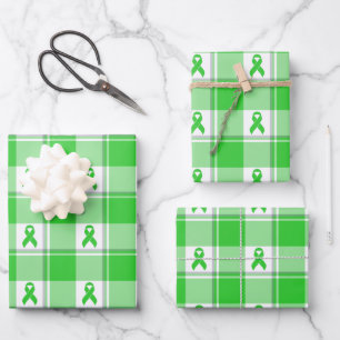 Non-Hodgkin's Lymphoma Awareness Plaid Lime Green Wrapping Paper Sheets