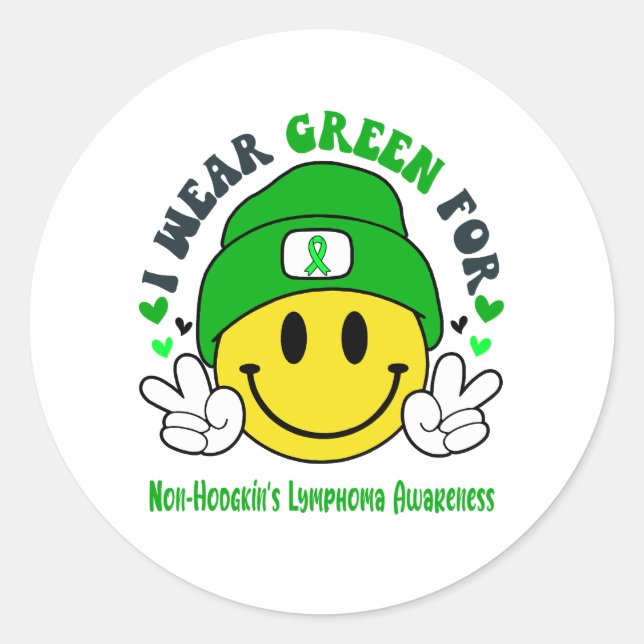 Non-Hodgkin's Lymphoma Awareness Ribbon Support  Classic Round Sticker (Front)
