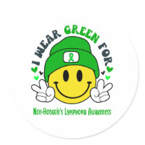 Non-Hodgkin's Lymphoma Awareness Ribbon Support  Classic Round Sticker