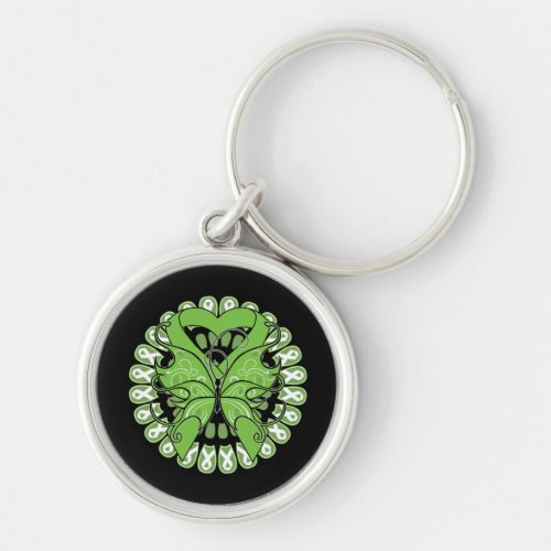 Non_Hodgkins Lymphoma Butterfly Circle of Ribbons Keychain