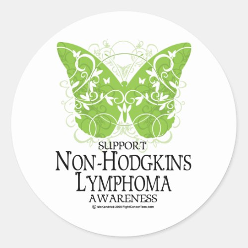 Non_Hodgkins Lymphoma Butterfly Classic Round Sticker