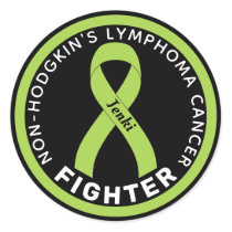 Non-Hodgkin's Lymphoma Cancer Fighter Ribbon Black Classic Round Sticker