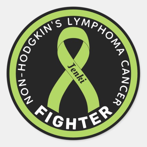 Non_Hodgkins Lymphoma Cancer Fighter Ribbon Black Classic Round Sticker