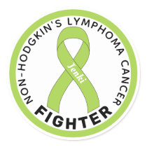Non-Hodgkin's Lymphoma Cancer Fighter Ribbon White Classic Round Sticker