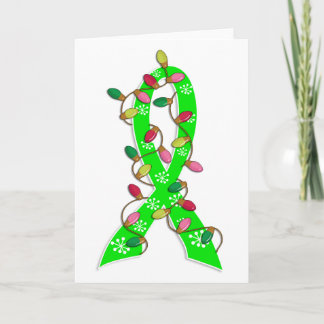 Non-Hodgkin's Lymphoma Christmas Lights Ribbon Holiday Card