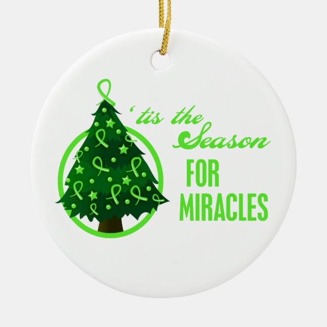 Non-Hodgkins Lymphoma Christmas Miracles Ceramic Ornament (Front)