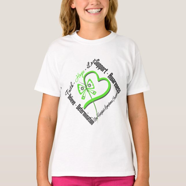 Non Hodgkins Lymphoma Faith Hope Love Butterfly T-Shirt (Front)