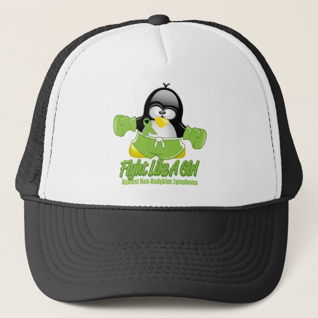 Non Hodgkin's Lymphoma Fighting Penguin Trucker Hat (Front)