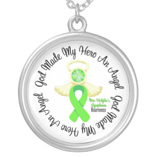 Non-Hodgkins Lymphoma God Made My Hero An Angel Silver Plated Necklace