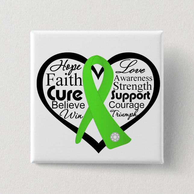 Non-Hodgkins Lymphoma Heart Ribbon Collage Pinback Button (Front)