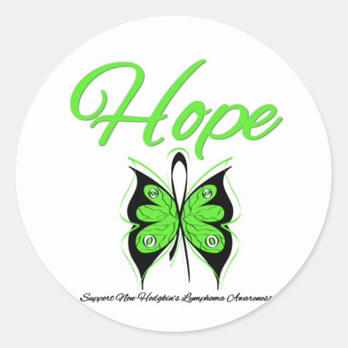 Non Hodgkins Lymphoma Hope Butterfly Ribbon Classic Round Sticker