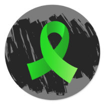 Non-Hodgkin's Lymphoma Lime Green Ribbon With Scri Classic Round Sticker