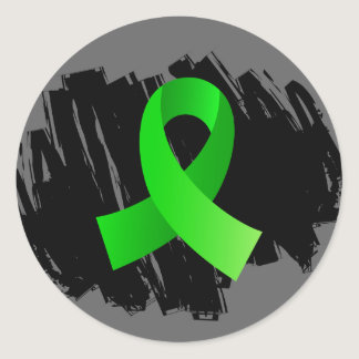 Non-Hodgkin's Lymphoma Lime Green Ribbon With Scri Classic Round Sticker