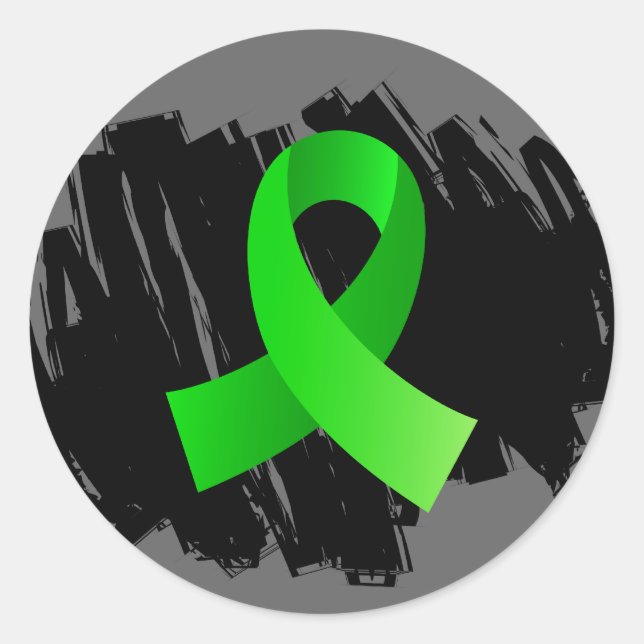 Non-Hodgkin's Lymphoma Lime Green Ribbon With Scri Classic Round Sticker (Front)