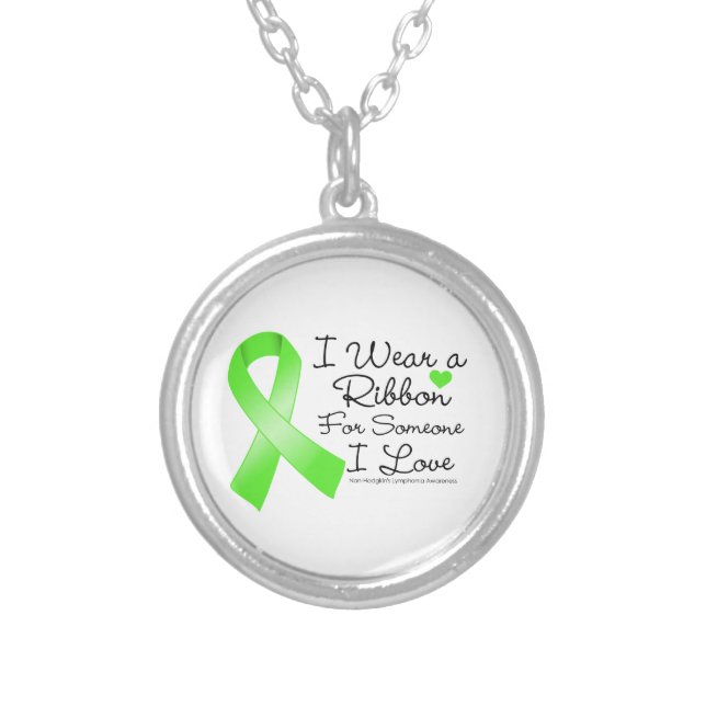 Non-Hodgkins Lymphoma Ribbon Someone I Love Silver Plated Necklace (Front)