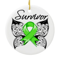 Non-Hodgkins Lymphoma Survivor Butterfly Ceramic Ornament