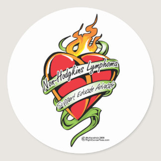 Non-Hodgkins Lymphoma Tattoo Heart Classic Round Sticker